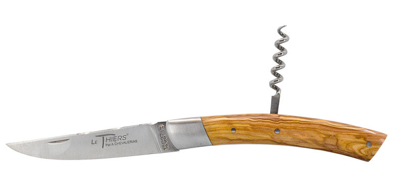 Couteau Le Thiers Tire Bouchon Bois d'Olivier