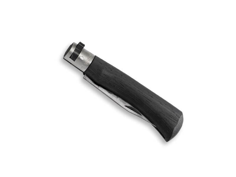 Couteau Pliant Old Bear Total Black Virole Grise Acier Damas