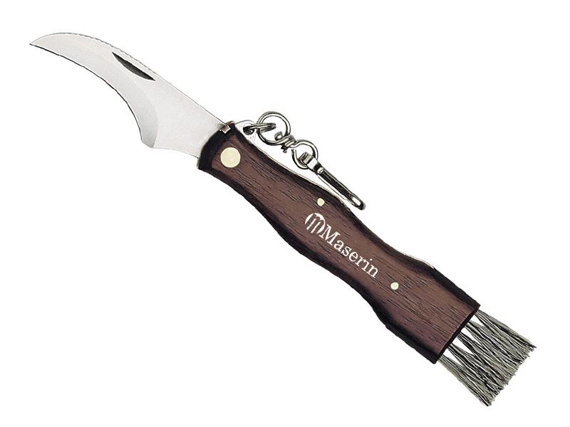 Couteau incurvé à champignons avec manche en bois naturel à cran d'arrêt -  La Boutique du Champignon