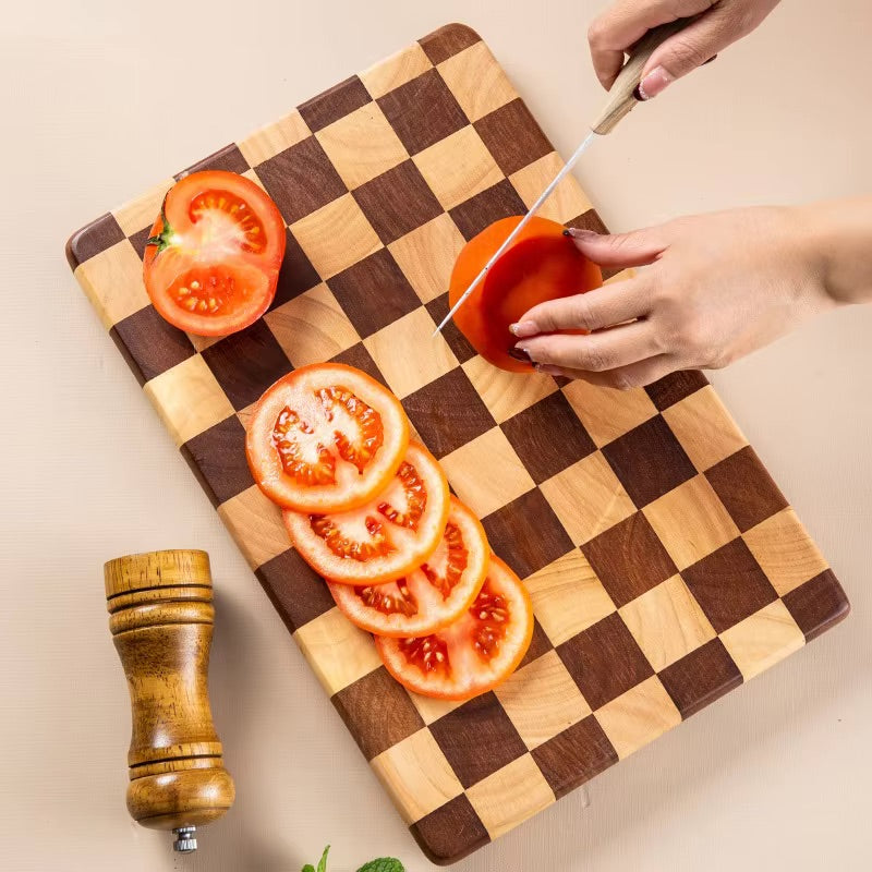 PLANCHE A DECOUPER EN BOIS D'ACACIA AVEC QUADRILLAGE