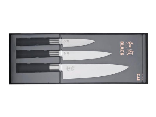 Set 3 couteaux de cuisine kai wasabi black inox