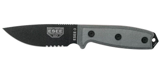 Couteau ESEE-3 Noir Lame Mixte Micrata Gris