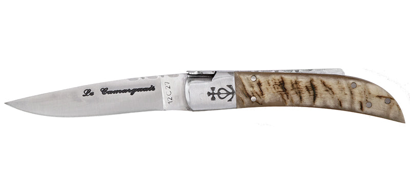Couteau N°10 Trident forgé Corne de belier Le Camarguais