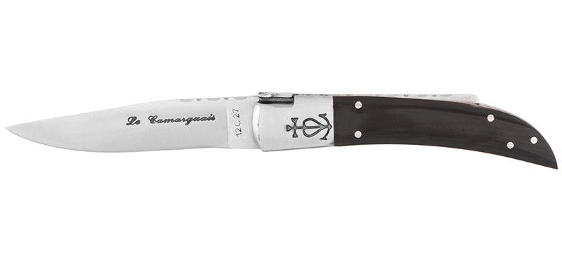 Couteau N°10 Trident forgé ciselé Corne Noir Le Camarguais