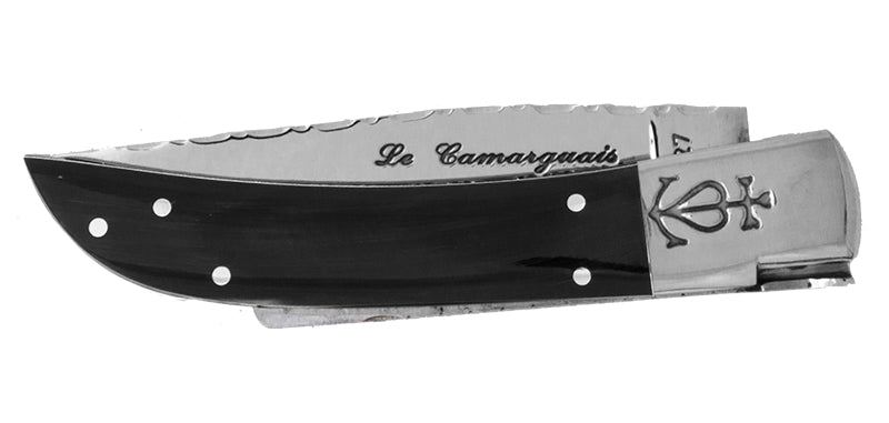 Couteau N°12 Trident forgé ciselé Corne Noir Le Camarguais