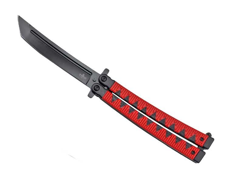 Couteau Papillon Third Aluminium Rouge/Noir 14Cm Inox