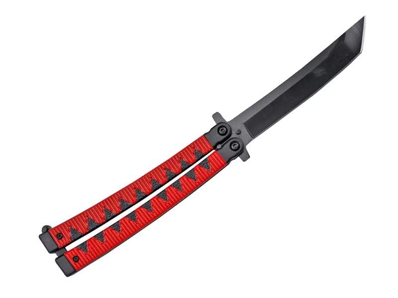 Couteau Papillon Third Aluminium Rouge/Noir 14Cm Inox