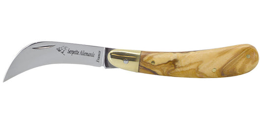 Couteau Serpette Allemande Bois D'olivier Chevalerias