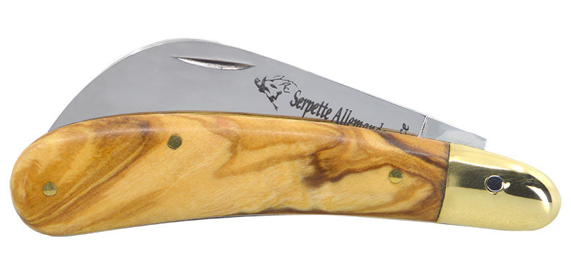Couteau Serpette Allemande Bois D'olivier Chevalerias