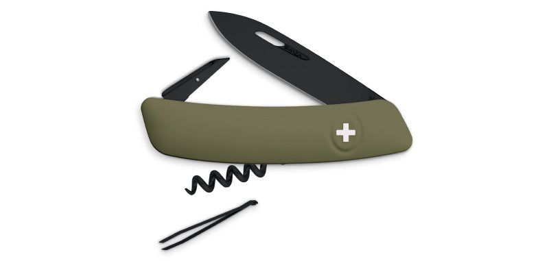 Couteau Suisse D01 Allblack Olive Swiza