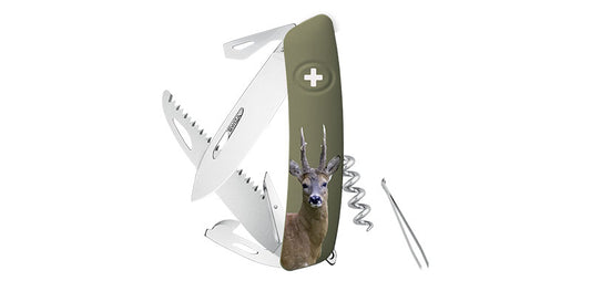 Couteau Suisse D05 Olive impression Chevreuil Swiza