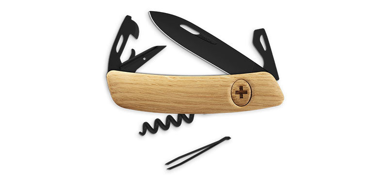 Couteau Suisse Swiza Bois de Chêre Lame Noir
