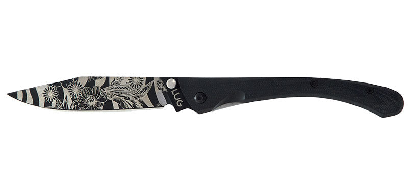 Couteau de Poche C63 Fleurs Nature Noir Lug
