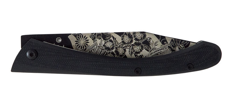 Couteau de Poche C63 Fleurs Nature Noir Lug