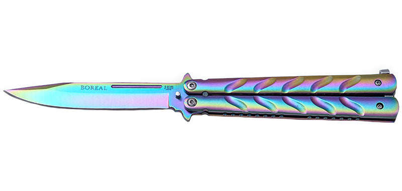 Couteau de poche papillon arc en ciel jkr