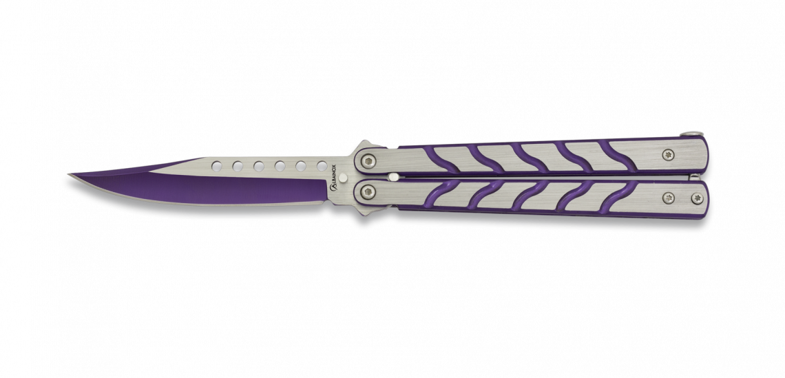 Couteau papillon gris & violet albainox