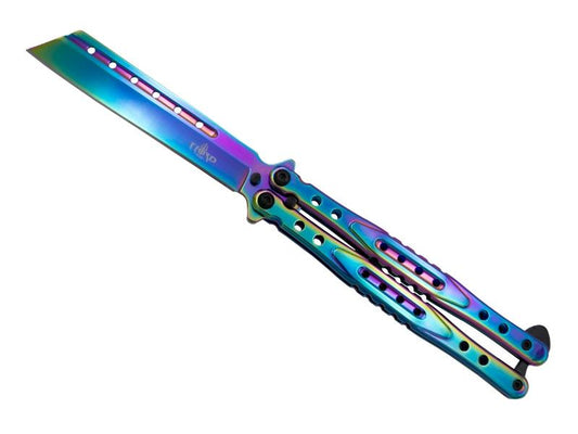 Couteau papillon tanto arc en ciel