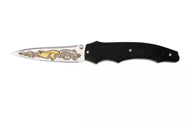 Couteau de Poche Gravure Or 24 carats