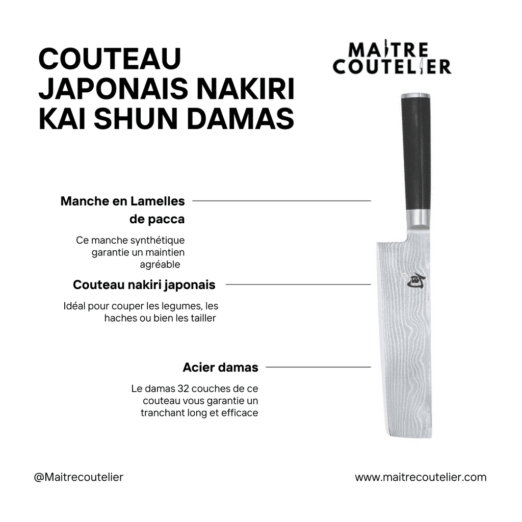 Couteau Japonais Nakiri Kai Shun Damas